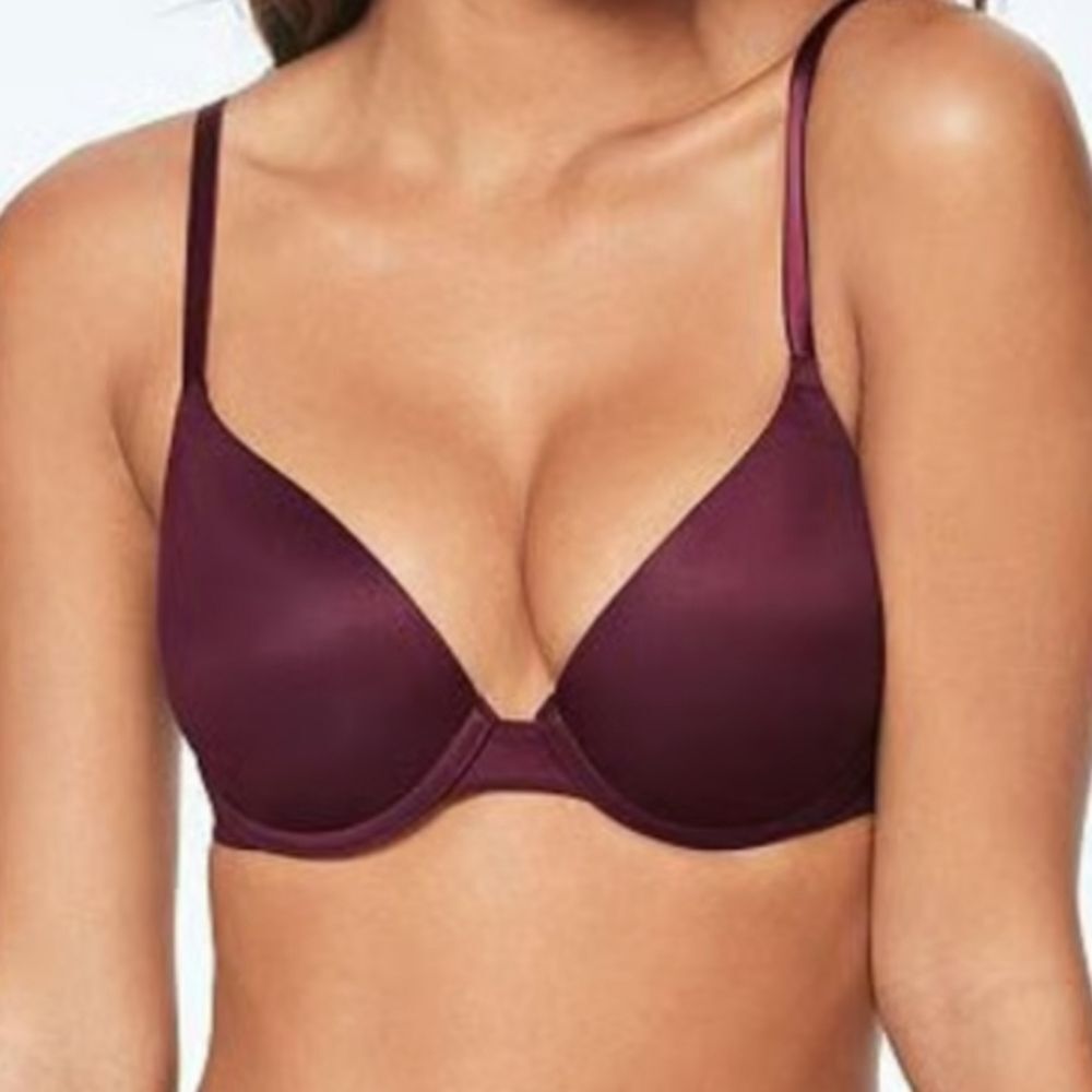 EUC Victoria's Secret PINK Wear Everywhere T-shirt Bra Lightly Lined, Plum, 32A